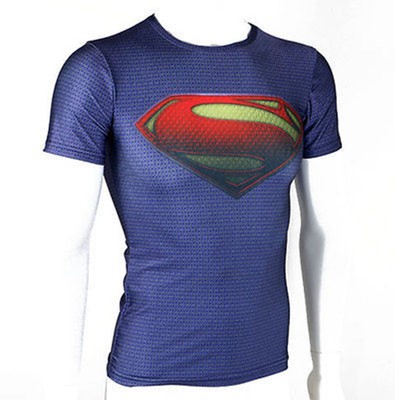 men superhero fitted t-shirt outdoors sports supe