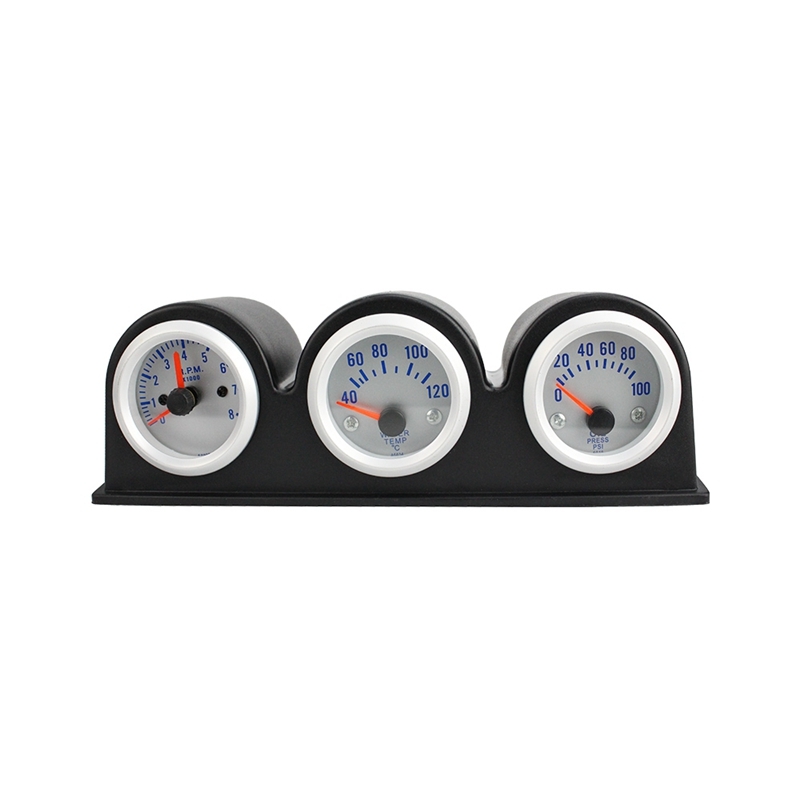 2'' 52mm Car Triple Gauge Kit 3in1 Tachometer RPM Water Temp Oil