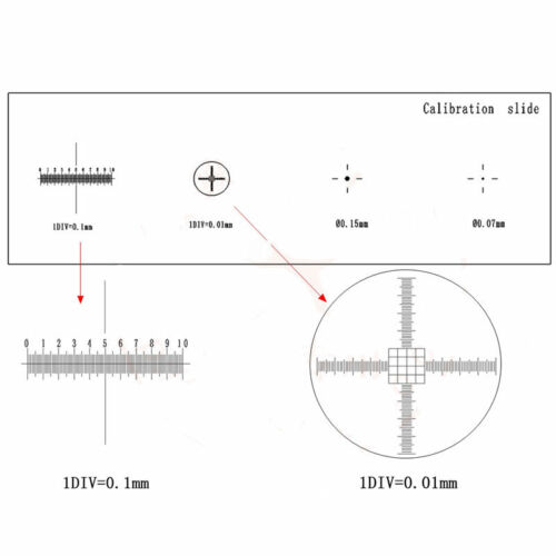  0.01mm Microscope Calibration Slides Reticle Ruler Cross Microscope Biological
