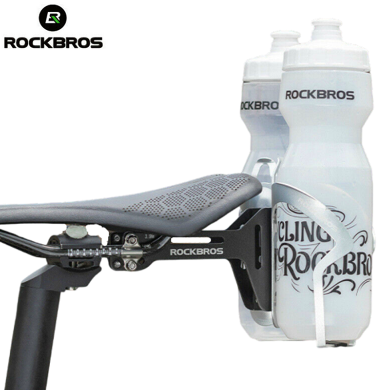 RockBros Bike Saddle Double Water Bottle Cage Holder Bicycle Seat Bottle Mount