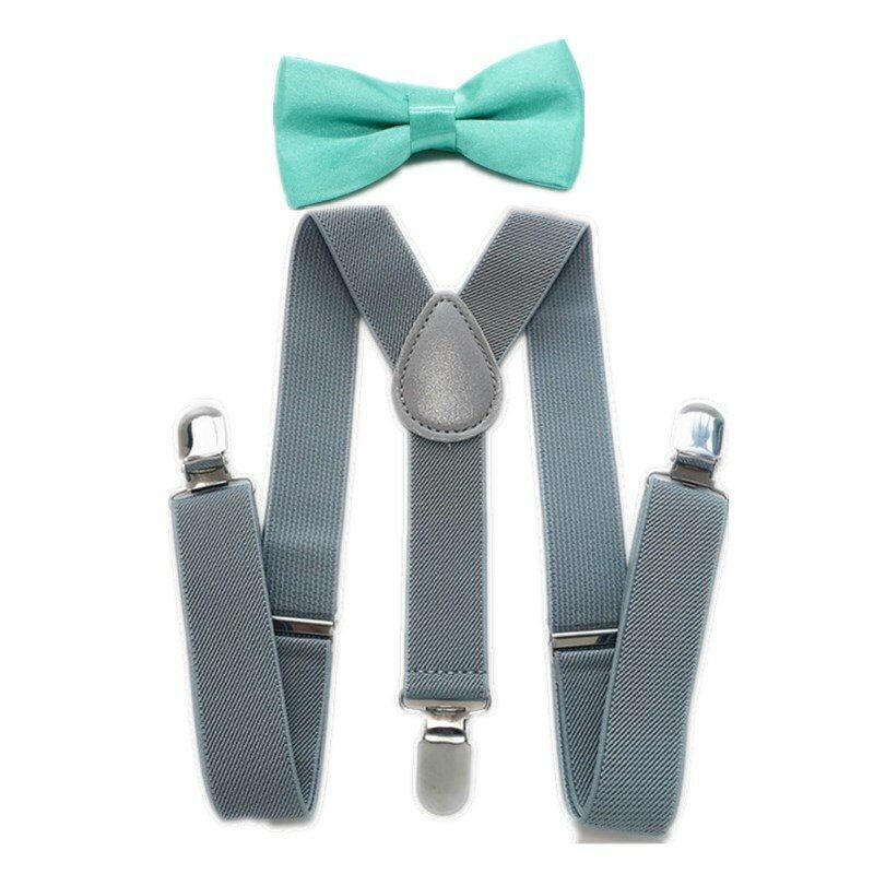 Adjustable Suspender Clip-on Braces and Bow Tie Set for Kids Boys Toddlers