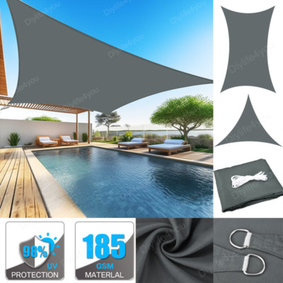 WATERPROOF Sun Shade Sail Patio Awning Canopy Outdoor Cloth 98% UV RectangleUS