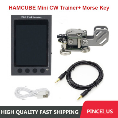 HAMCUBE Mini CW Trainer Morse Code Trainer w/ Stainless Steel Morse Key w/ Cable