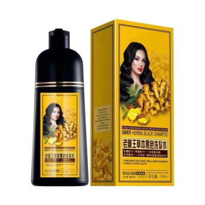 5 min Ginger Black Hair Shampoo Hair Color Dye Semi Permanent Dye Shampoo 500 ML