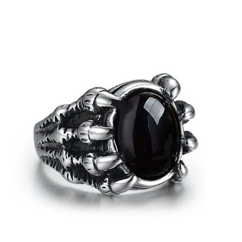 Fashion Domineering with Ruby Ring for Men'S Personality Retro Chinese Dragon Claw Trend