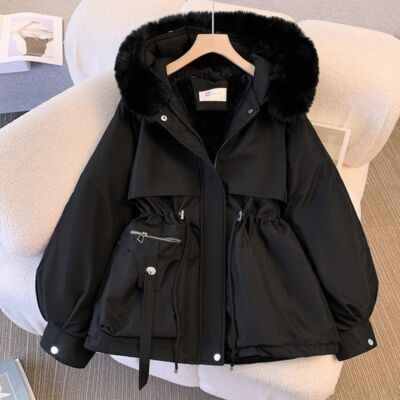 UK Women's Parka Hooded Fleece Padded Winter Warm Coat Ladies Fur Jacket Outwear