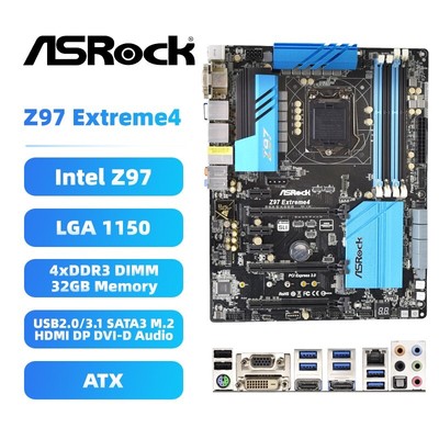 ASRock Z97 Extreme4 Motherboard ATX Intel Z97 LGA1150 DDR3 SATA3 HDMI SPDIF VGA