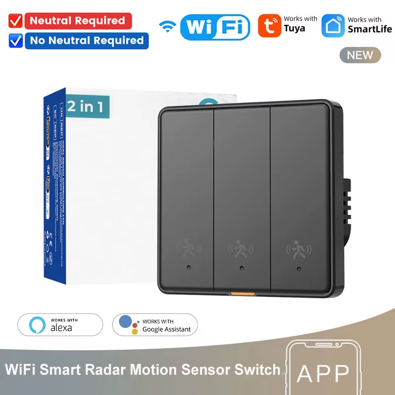 Tuya WiFi Radar Motion Sensor Smart Switch Human Presence MmWave Detection Smart