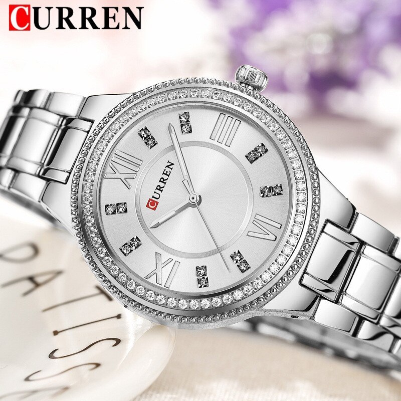 Orologio Da Polso Curren 9004 Donna Analogico Quarzo Moderno Fashion Silver lac