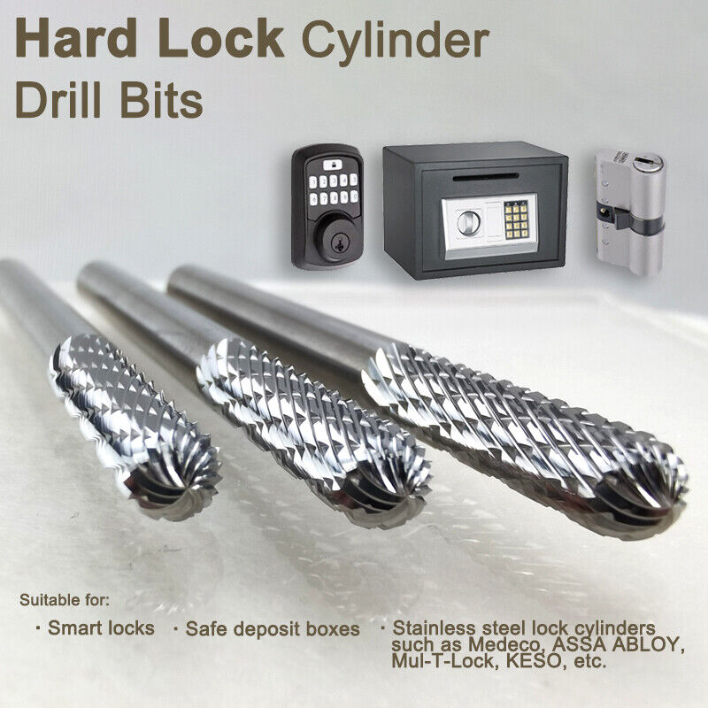 Locksmith Tools Carbide Lock Cylinder Drill Bits for Medeco Mul-T-Lock Abus KESO