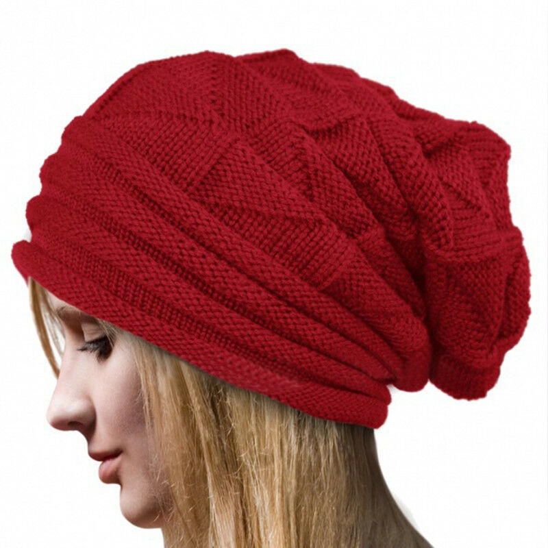 Women Men Winter Crochet Slouch Hat Wool Knit Beanie Baggy Warm Ski Caps Fashion
