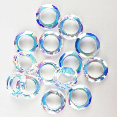 20Pcs 15x3mm Faceted AB White Rainbow Titanium Crystal Donut Pendant Bead 340SJ