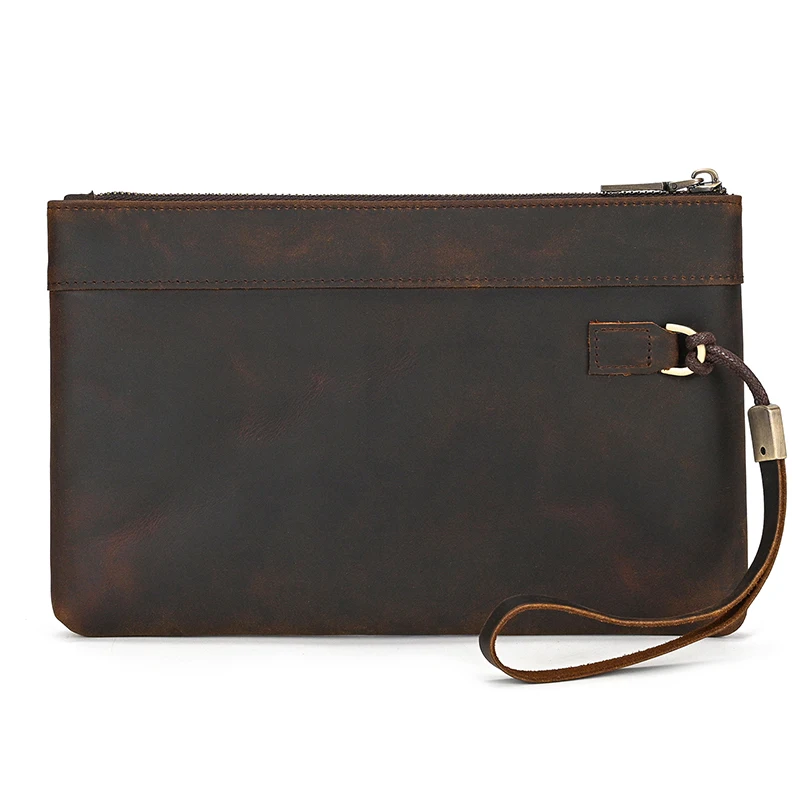 Genuine Leather Men'S Clutch Wallet Male Zipper Business Daily Hand Bag