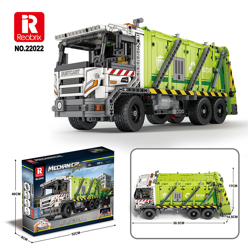 Reobrix 22022 MÃ¼Ll Lkw Technic Lego Komp. Geschenk Klemmbaustein 1468pcs Rc&App