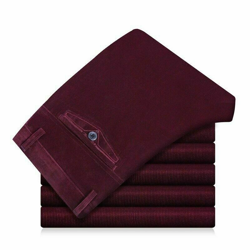 Herren Dicke Cord Schnur Hose Gerades Bein Formelle Hose Klassisch Elegant Neu