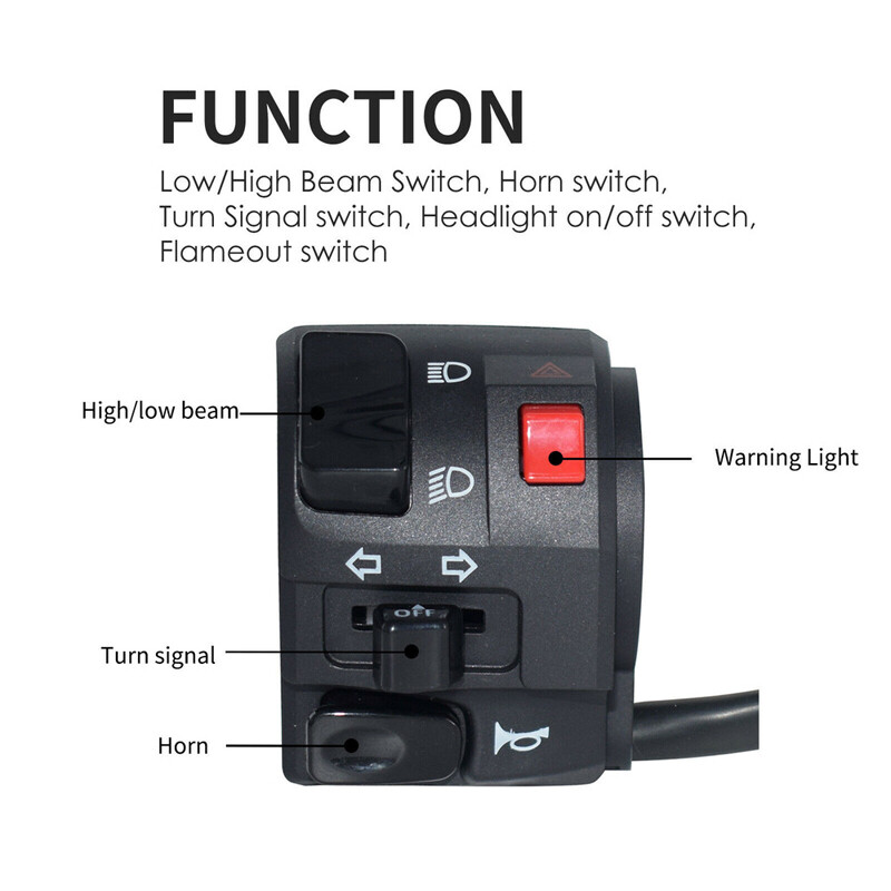 7/8" Motorcycle Control Switch Head Light Horn Turn Signal for Bike ATV Scooter