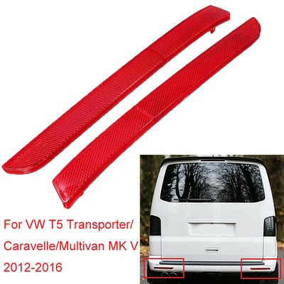 2x Rear Bumper Reflector Red For VW T5 Transporter Caravelle Multivan 2012-2016
