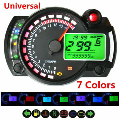 Contachilometri Universale Per Moto 12V Con Display Digitale E Retroilluminazione LED - Tachimetro In Metallo Nero, Fino A 160 Km/h - 3