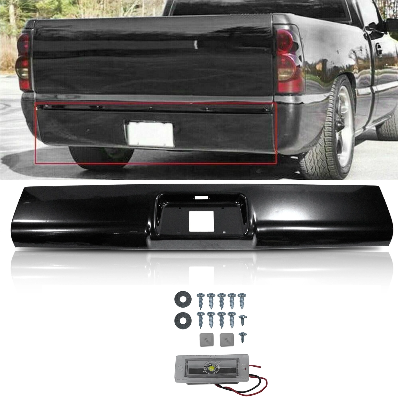 BLK Rear Bumper Roll Pan Fits For 1999 - 2007 Chevrolet Silverado Sierra 1500