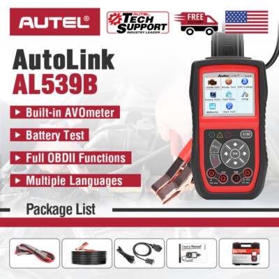 Autel AutoLink AL539B OBDII Code Reader O2 Sensor Scan+Electrical Battery Tester