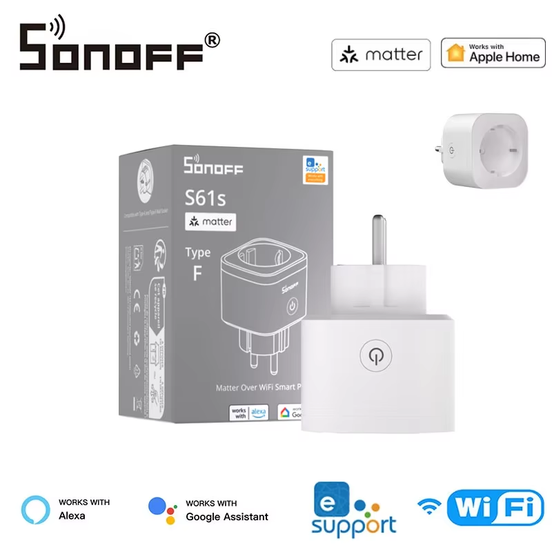 S61STPF EU 16A iPlug Matter WiFi Smart Socket Overload Protection EWeLink APP Vo
