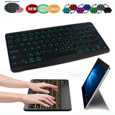 US Wireless Bluetooth 3.0 Keyboard Backlit For PC Windows Android iOS Mac iPad