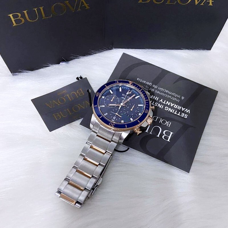 Pre-owned Bulova Series C Blue Dial Marine Star Men 98b301 Chronograph Watch (45mm)