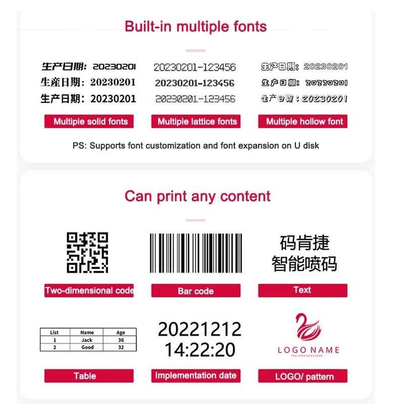 J1 Multi-function Desktop Smart Static Printer Automatic Coding Machine Small Co