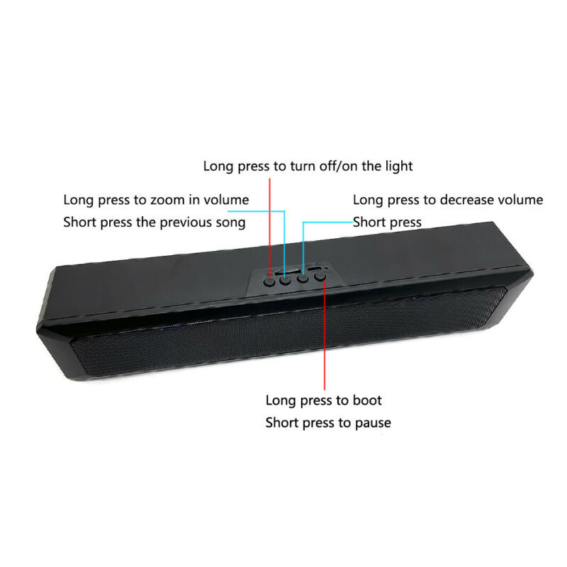 Bluetooth 5.0 Soundbar Stereo Bass Sound Computer Speakers for Laptop PC Mac