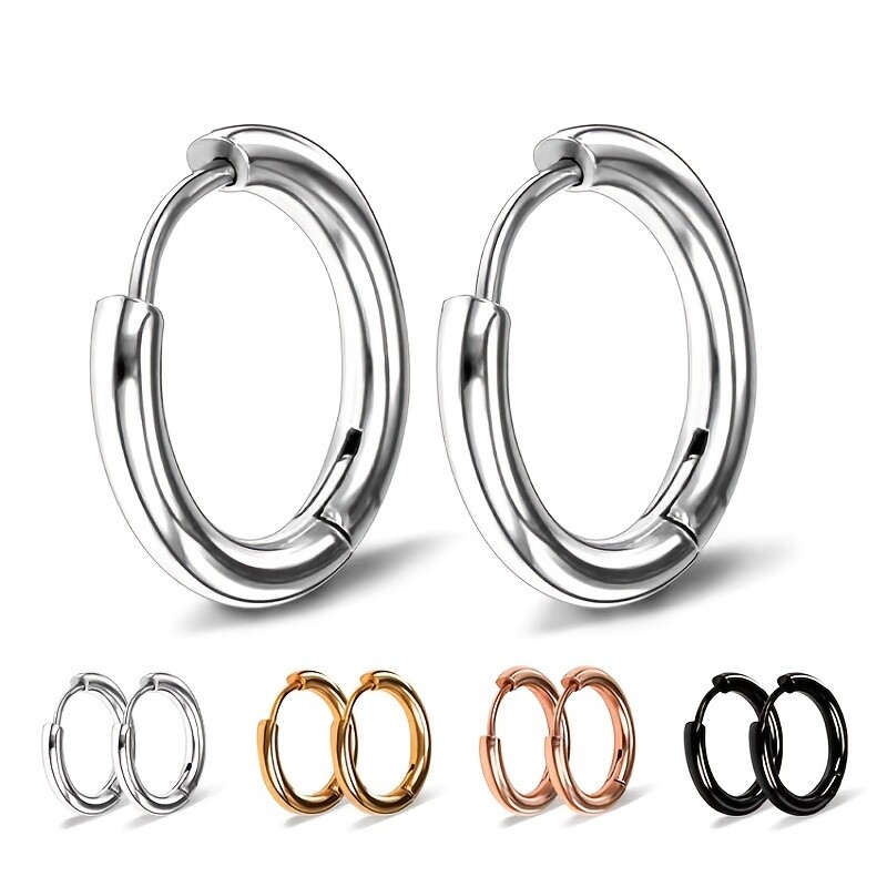 Pair of 2mm wide Surgical Steel Sleeper Hoop Earrings * choose Colour and Size