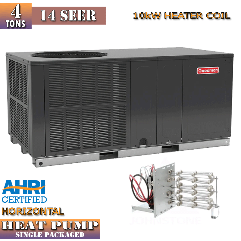 Goodman 4 Ton Packaged HEAT PUMP 14 SEER HORIZONTAL with 10kW Heater Coil