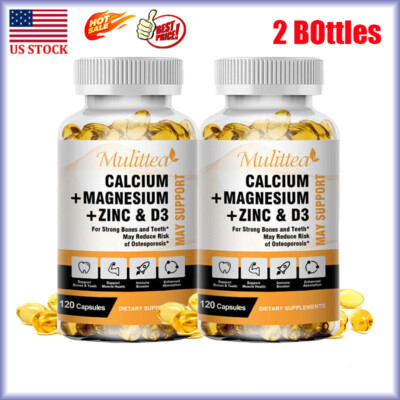 MULITTEA Calcium Magnesium Zinc Capsules with Vitamind3 for Strong Bones