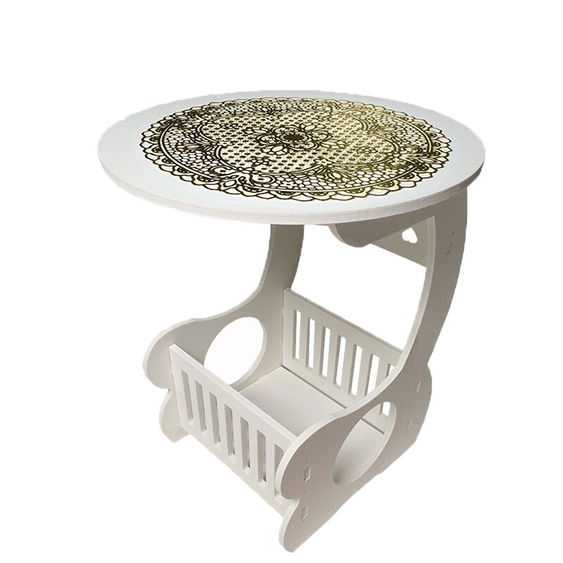 Tavolo Tavolino Mobiletto Con Scomparto In Legno Bianco 15331 bal