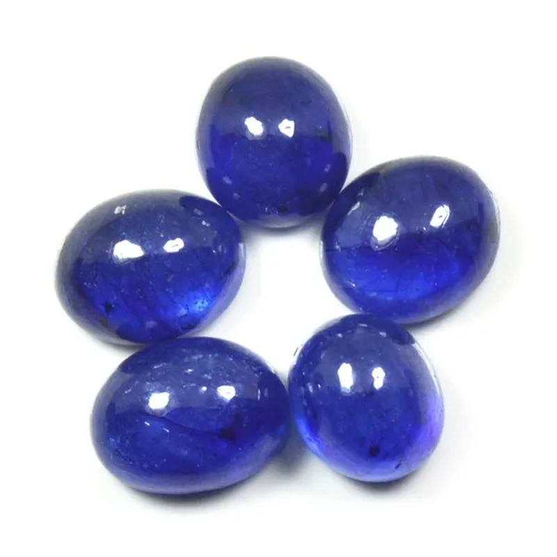 Blue Sapphire Gemstone 24.8 Carat Natural Cabochon Loose 5 Pieces Wholesale Lot for Jewelry Making