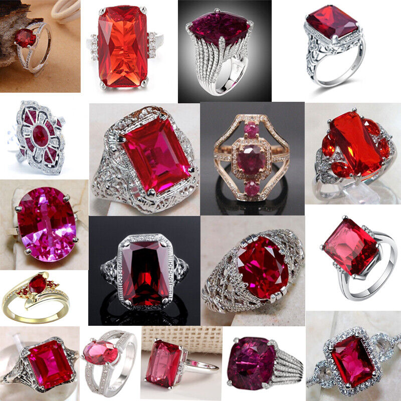Women  Rings 925 Silver  Red Cubic Zirconia Cubic Zirconia  Jewelry Rings