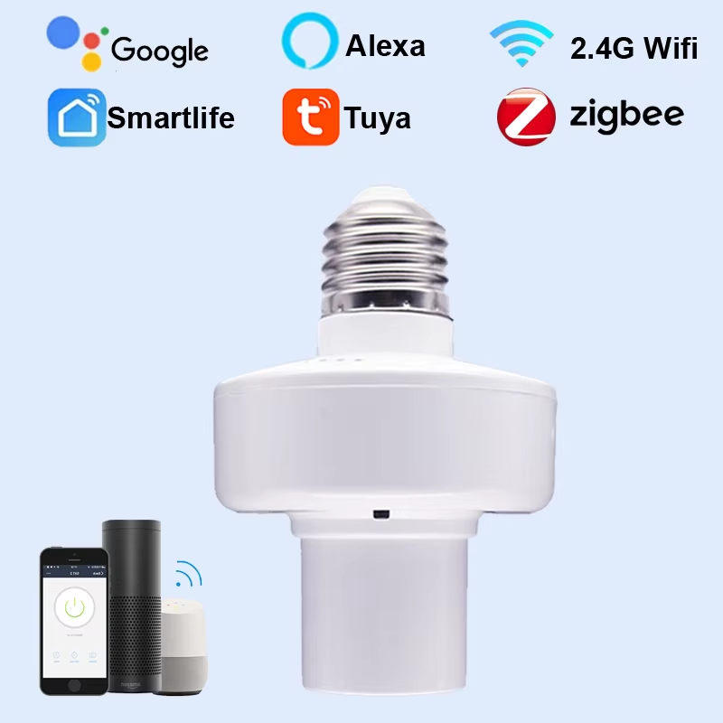 Tuya WiFi Smart Lamp Socket Zigbee Light Holder Adapter On Off Timing Countdown