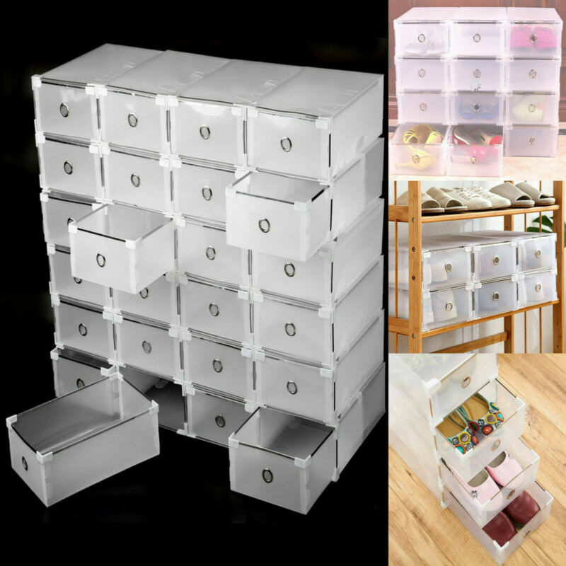5 10pcs Foldable Clear Plastic Drawer Case Shoe Box Storage