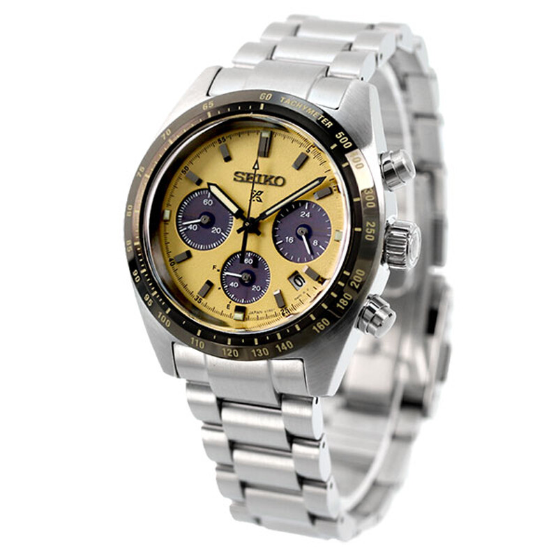 Pre-owned Seiko Prospex Sbdl089 Speedtimer Beige Dial Solar Chronograph Men Watch Japan