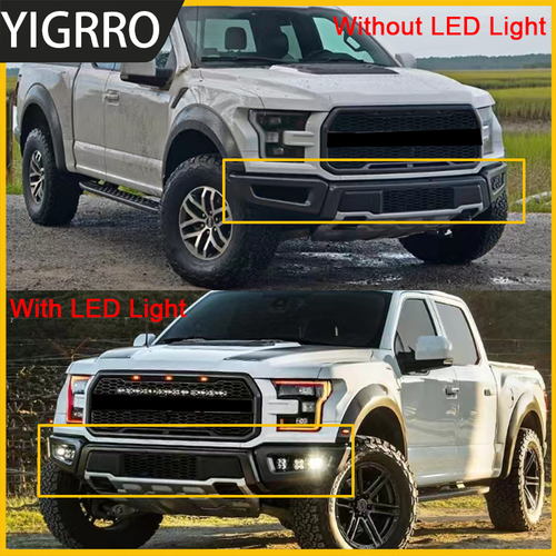 Front Bumper For 2009-2014 Ford F150 F-150 Steel Black Raptor Style W/LED Lights