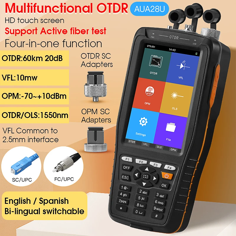 AUA28U/AUA28A Multifunctional OTDR 1550nm Touch Screen Optical Time Domain Refle
