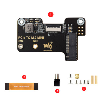 PCIe To M.2 Mini Adapter for Raspberry Pi 5, for NVMe Protocol M.2 SSD