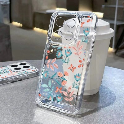 Flower Slim Clear Case For Xiaomi Redmi Note 13 12 11 Pro 13T 11T Poco X6 Cover