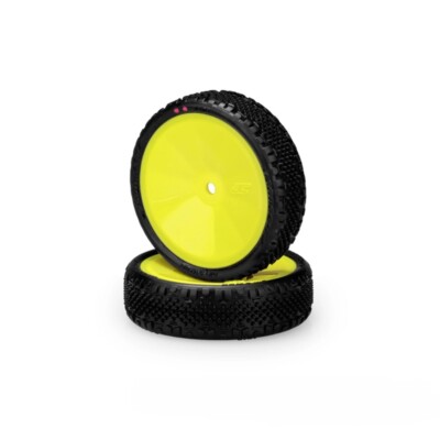 JConcepts Pin Swag 2wd Front, Pink Compound, Pre-Mounted on 3376Y Yellow Wheels