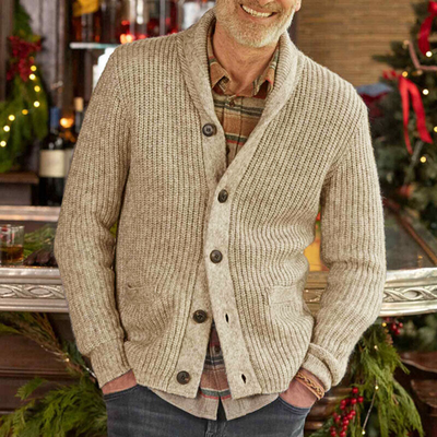 Mens chunky top shawl cardigan