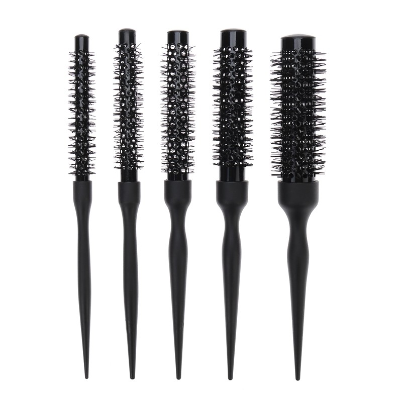 Roller Small Round Hair Brush Styling Comb Wooden Handle Aluminum