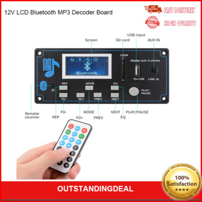 12V LCD Bluetooth MP3 Decoder Board WAV WMA Decoding MP3 Player Audio Module -