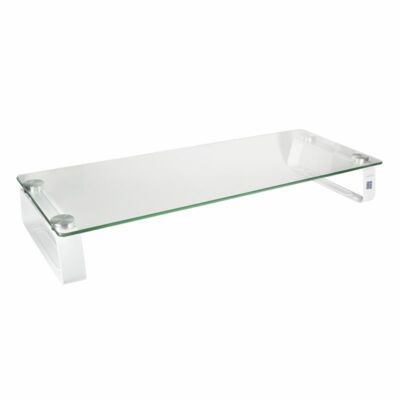 LogiLink Monitorerhöhung Tisch Monitorständer aus Stahl / Glas Weiß max. 20kg