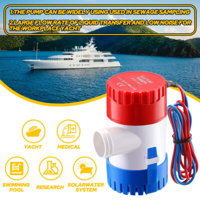 1100 GPH 12V Marine Boat Bilge Water Pump Tank Submersible for Yacht RV SPA Pool