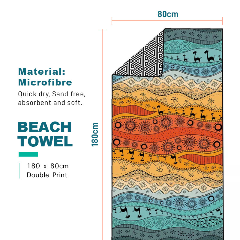 Beach Towel Swim Towel Pool Towel Sand Free Quick Dry Microfibre Absorbent Large - Picture 5 of 12