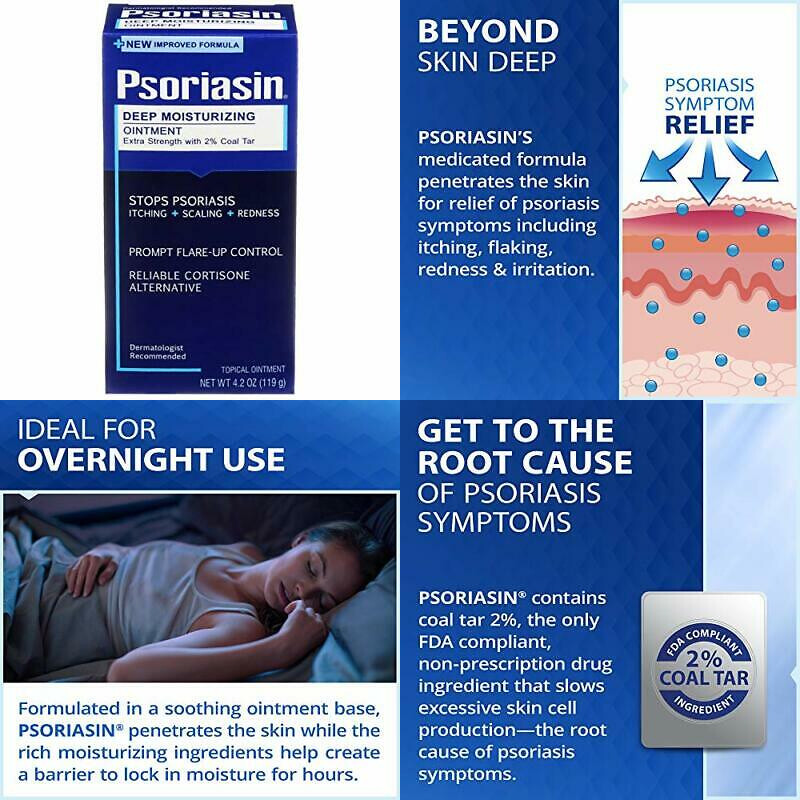 Psoriasin Deep Moisturizing Ointment - 2% Coal Tar - Stops ...